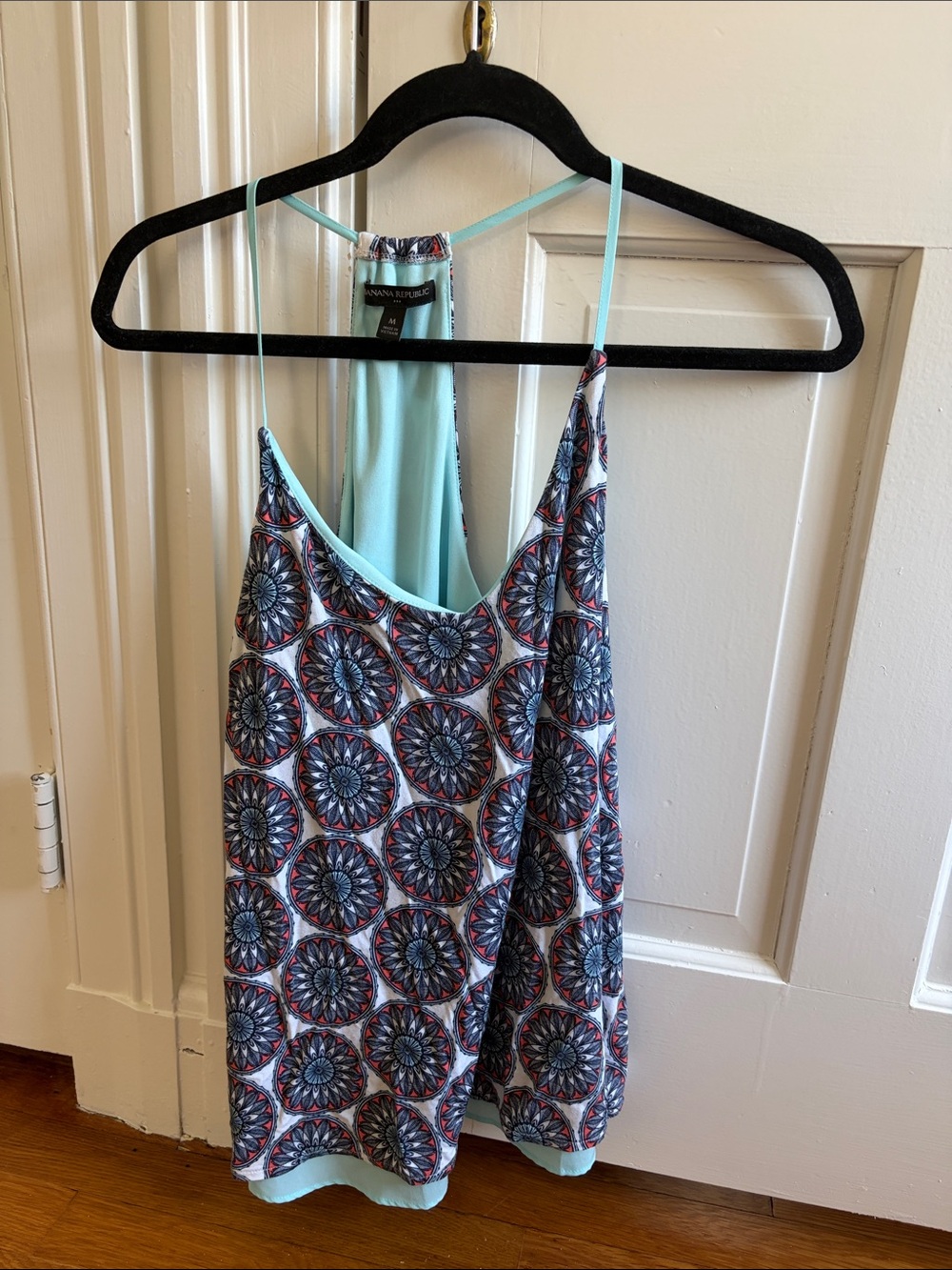 Banana Republic Blue Floral Medallion Print Tank Top